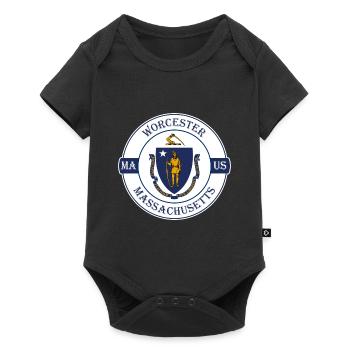 Worcester Massachusetts Flag USA Souvenir Badge - Body à manches courtes Premium Bébé - noir - Devant