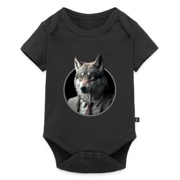 Cool business wolf in a suit - Baby Premium short-sleeve bodysuit - black - Front