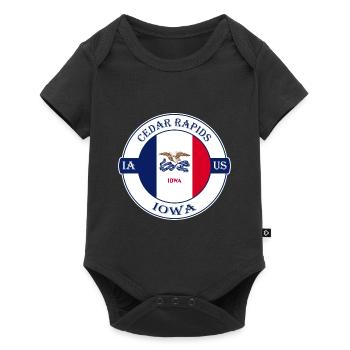 Cedar Rapids Iowa Flagge USA Reise Souvenir Abzeichen - Baby Premium Kurzarmbody - Schwarz - Vorne