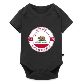 Downey California Flagge USA Reise Souvenir Abzeichen - Baby Premium Kurzarmbody - Schwarz - Vorne