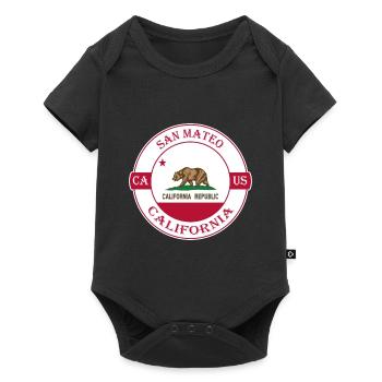 San Mateo California Flagge USA Souvenir Abzeichen - Baby Premium Kurzarmbody - Schwarz - Vorne