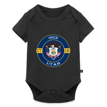 Orem Utah Flag USA Travel Souvenir Badge - Baby Premium short-sleeve bodysuit - black - Front