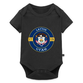 Layton Utah Flag USA Travel Souvenir Badge - Baby Premium short-sleeve bodysuit - black - Front