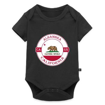Alhambra California Flag USA Travel Souvenir Badge - Baby Premium short-sleeve bodysuit - black - Front