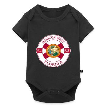Horizon West Florida Flagge USA Souvenir Abzeichen - Baby Premium Kurzarmbody - Schwarz - Vorne