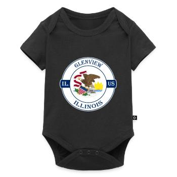 Glenview Illinois drapeau USA voyage souvenir badge - Body à manches courtes Premium Bébé - noir - Devant