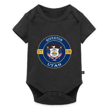 Riverton Utah Flag USA Travel Souvenir Badge - Baby Premium short-sleeve bodysuit - black - Front