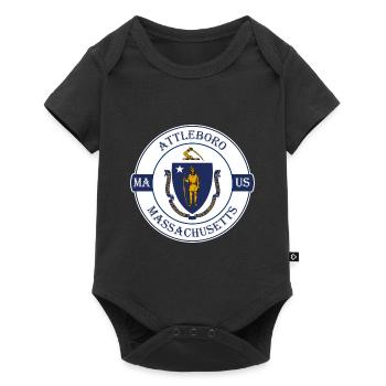 Attleboro Massachusetts Flag USA Souvenir Badge - Baby Premium short-sleeve bodysuit - black - Front