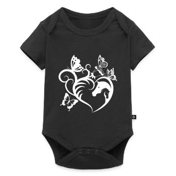 Animal Motif Chevaux Cheval Portrait Coeur Cadeau - Body à manches courtes Premium Bébé - noir - Devant