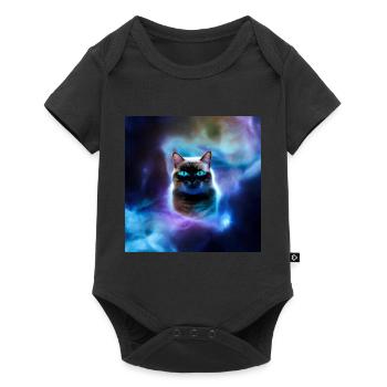 Chat dans l’espace - Body à manches courtes Premium Bébé - noir - Devant
