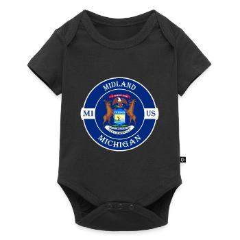 Midland Michigan Flag USA Travel Souvenir Badge - Baby Premium short-sleeve bodysuit - black - Front