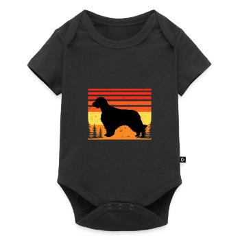 Welsh Springer Spaniel Dog Silhouette Retro Sunset - Body à manches courtes Premium Bébé - noir - Devant