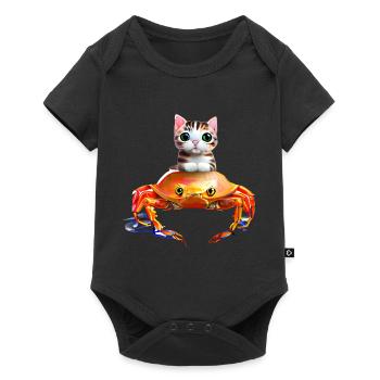 Bébé chat sur crabe - Body à manches courtes Premium Bébé - noir - Devant