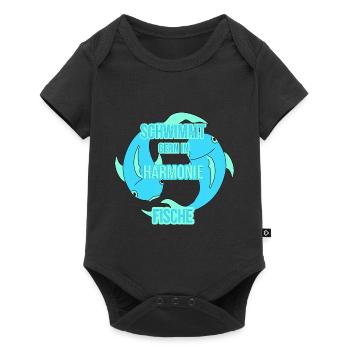 Fische Sternzeichen - Baby Premium Kurzarmbody - Schwarz - Vorne