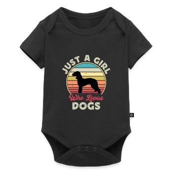 Bedlington Terrier Dog Silhouette Rétro Coucher de soleil - Body à manches courtes Premium Bébé - noir - Devant