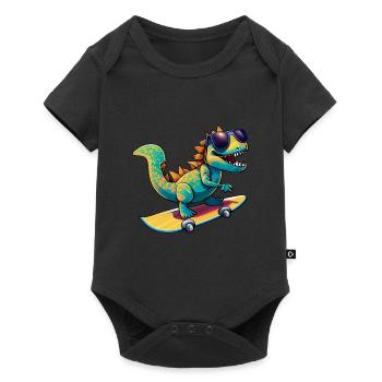 Dino Dinosaur on skateboard with sunglasses - Baby Premium short-sleeve bodysuit - black - Front