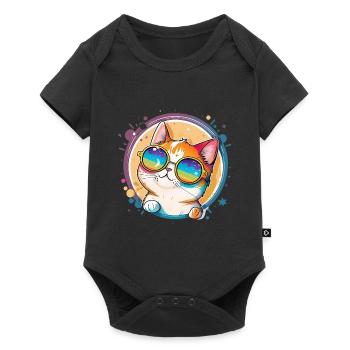 Funny cat with sunglasses cat lover - Baby Premium short-sleeve bodysuit - black - Front