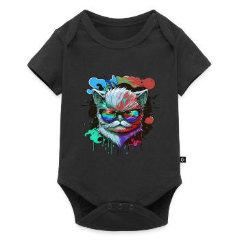 Chat maléfique avec des lunettes de soleil Amoureux des chats - Body à manches courtes Premium Bébé - noir - Devant