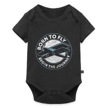 Fliegen Herzschlag Flugsport Segelflieger - Baby Premium Kurzarmbody - Schwarz - Vorne