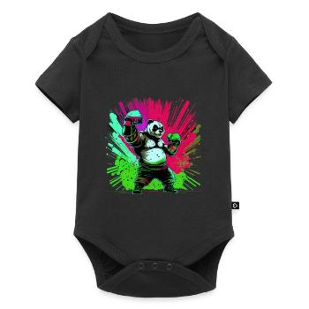 Cool coloré Panda Boxer MMA Arts Martiaux - Body à manches courtes Premium Bébé - noir - Devant