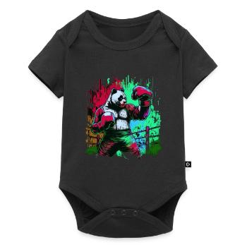 Drôle coloré Panda Boxer MMA Arts Martiaux - Body à manches courtes Premium Bébé - noir - Devant