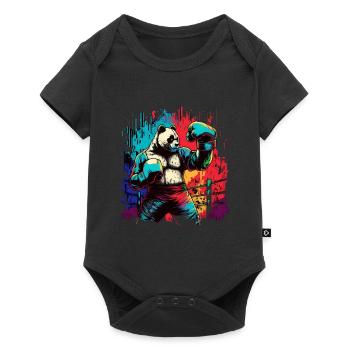 Drôle coloré Panda Boxer MMA Arts Martiaux - Body à manches courtes Premium Bébé - noir - Devant