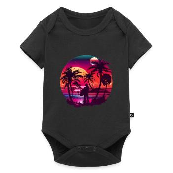 Palmiers rétro soleil vacances été - Body à manches courtes Premium Bébé - noir - Devant