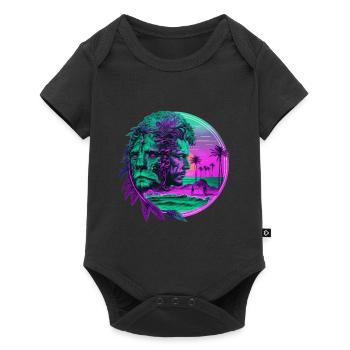 Zodiaque rétro Horoscope Lion - Body à manches courtes Premium Bébé - noir - Devant