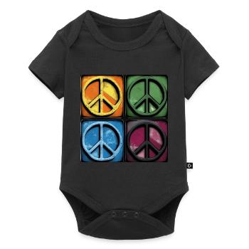Colorful Peace Symbols - Baby Premium short-sleeve bodysuit - black - Front