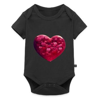 Herz voller Herzen - Baby Premium Kurzarmbody - Schwarz - Vorne