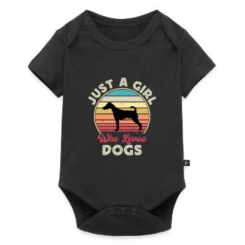 Foxterrier Glatte Hundesilhouette Retro Sonnenuntergang - Baby Premium Kurzarmbody - Schwarz - Vorne