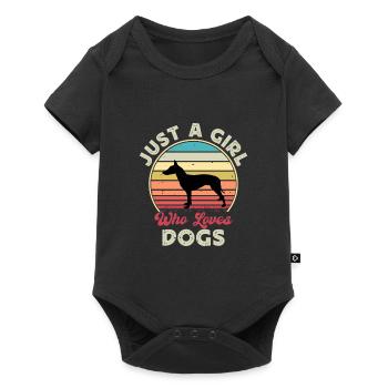Manchester Terrier Dog Silhouette Retro Sunset - Baby Premium short-sleeve bodysuit - black - Front