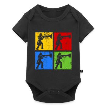 Euphonium Player Euphonist Dad Vintage Pop Art - Baby Premium short-sleeve bodysuit - black - Front
