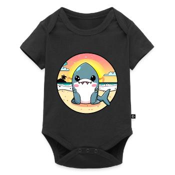 Requin détendu sur la plage - Body à manches courtes Premium Bébé - noir - Devant