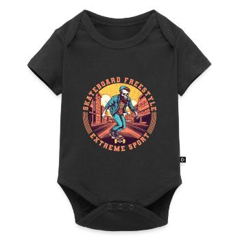Cool Skull Skeleton Skateboard Skater - Baby Premium short-sleeve bodysuit - black - Front