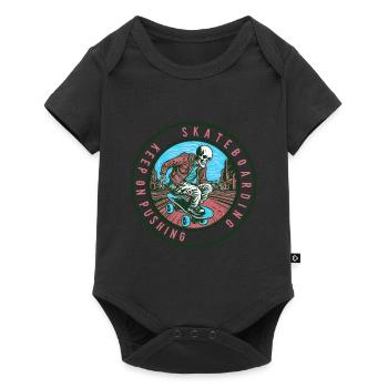 Skull Skeleton Skateboard Skater - Baby Premium short-sleeve bodysuit - black - Front