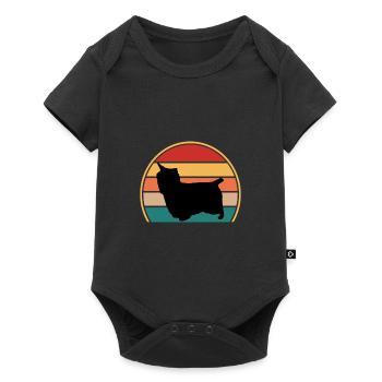 Australian Silky Terrier Dog Silhouette Retro Sun - Baby Premium short-sleeve bodysuit - black - Front