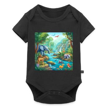Jungle Animals Bathing Party - Baby Premium short-sleeve bodysuit - black - Front