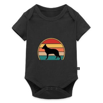Silhouette de chien de berger d’Europe de l’Est Rétro Coucher de soleil - Body à manches courtes Premium Bébé - noir - Devant