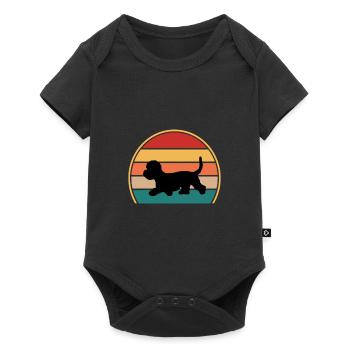 Dandie Dinmont Terrier Dog Silhouette Retro Sunset - Baby Premium short-sleeve bodysuit - black - Front