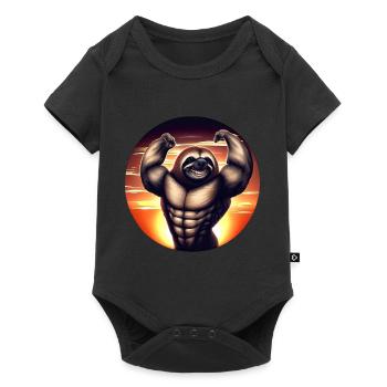 Muscular sloth in sunset - Baby Premium short-sleeve bodysuit - black - Front
