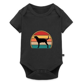 Léopard Chien Chien Amoureux Silhouette Vintage Coucher de Soleil - Body à manches courtes Premium Bébé - noir - Devant