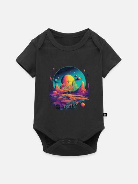 Futuristisch Leben auf Planeten - Baby Premium Kurzarmbody - Schwarz