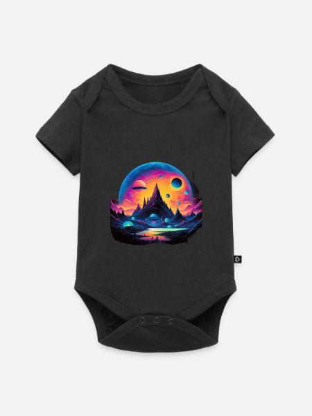 Futuristisch Leben auf Planeten - Baby Premium Kurzarmbody - Schwarz