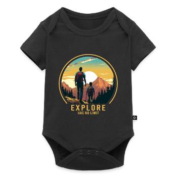 Hiking Walker Father and Son Father's Day Gift - Baby Premium short-sleeve bodysuit - black - Front