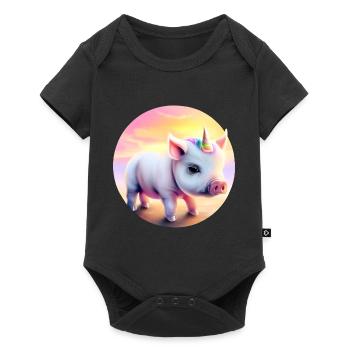 Unicorn pig in sunset - Baby Premium short-sleeve bodysuit - black - Front
