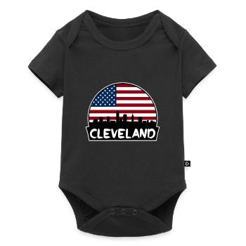 Cleveland Ohio Usa Flag Skyline Silhouette Travel - Baby Premium short-sleeve bodysuit - black - Front