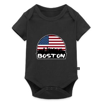 Boston Massachusetts Usa Flag Skyline Silhouette T - Baby Premium short-sleeve bodysuit - black - Front