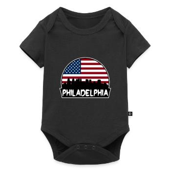 Philadelphie Pennsylvanie États-Unis Flag Skyline Silhoue - Body à manches courtes Premium Bébé - noir - Devant