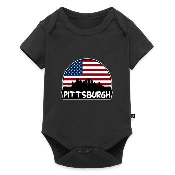 Pittsburgh Pennsylvanie États-Unis Flag Skyline Silhouett - Body à manches courtes Premium Bébé - noir - Devant